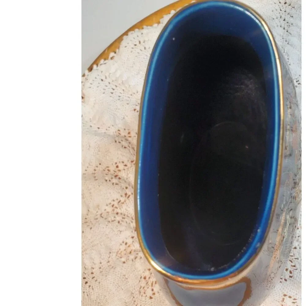Toyo Kiku Chrysanthemum Cobalt Blue Porcelain Japanese Vase ~Vintage~
